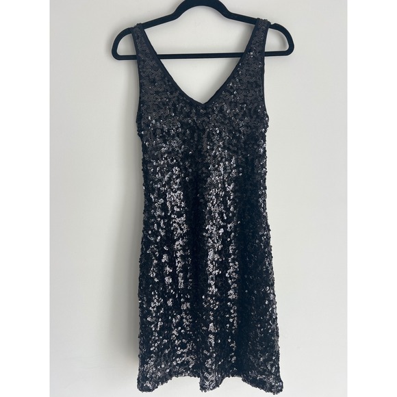 INC International Concepts Dresses & Skirts - INC Sexy Black Sequin V-Neck Mini Dress Sleeveless Medium Retro Party Dance